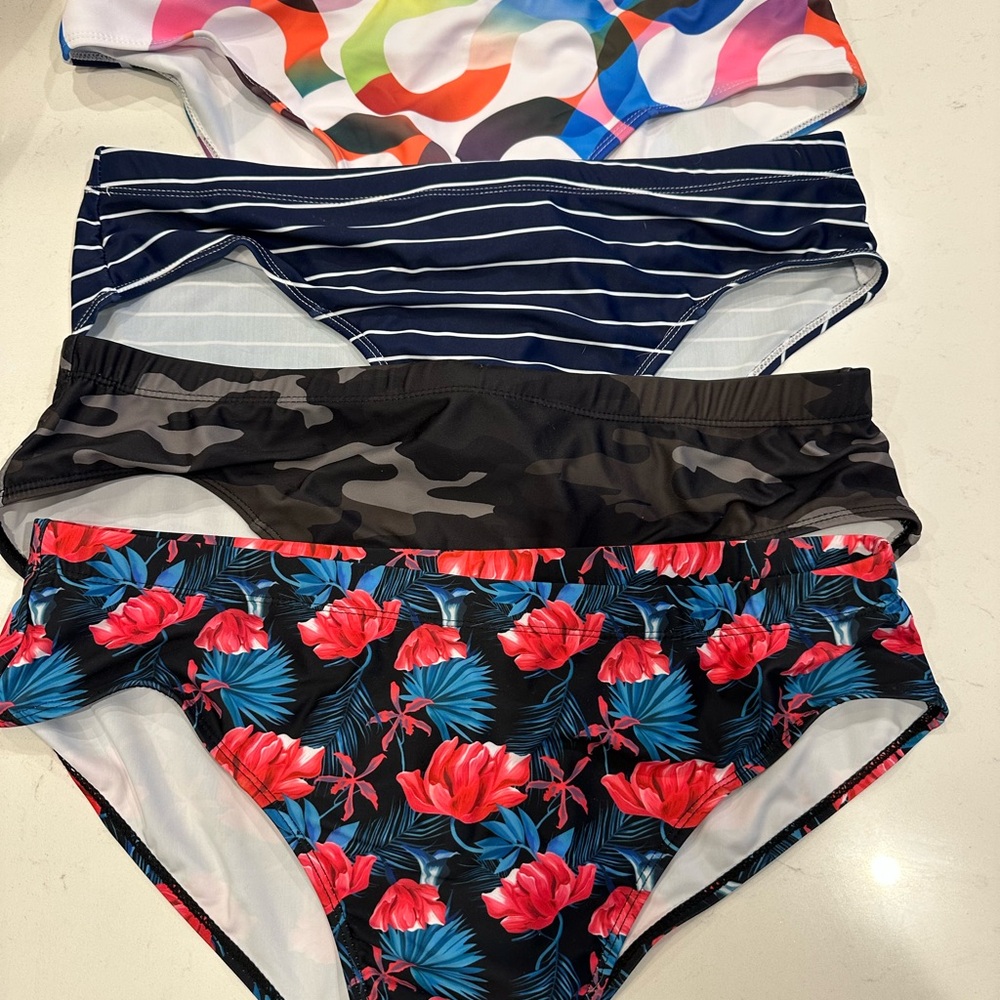 Amazon Men's Swim Trunks - Multicolor, Navy, Black Camo, Floral